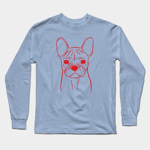 French Bulldog (Blue and Red) Long Sleeve T-Shirt by illucalliart